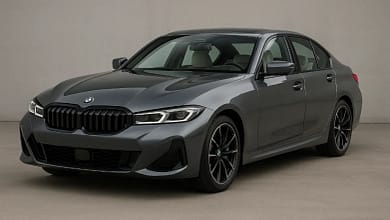 2025 BMW 3-Series parked on a modern city street.