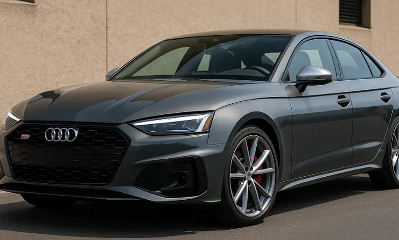 2025 Audi S5 parked on a scenic road with a sporty design.